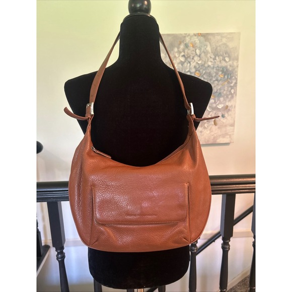 Stone Mountain Handbags - Stone Mountain Pebbled Leather HoboBag Cognac Brown Shoulder Purse Vintage Style